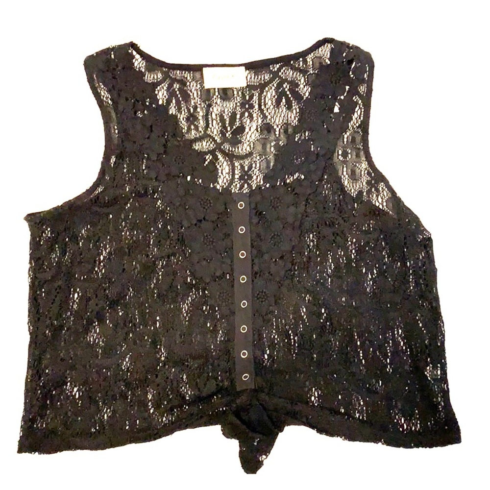 Black crochet crop top
